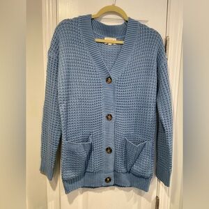 NWOT Universal Thread Size S Dusty Blue Waffle Knit Oversized Cardigan Sweater
